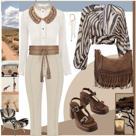 Safari inspired outfit natural colors-brown, beige