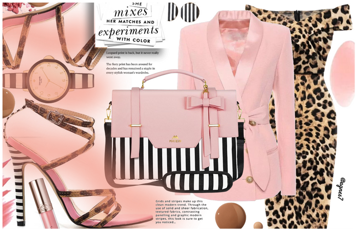 Stripes and leopard on pink