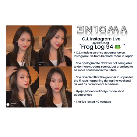 CJ INSTAGRAM LIVE [seeeeee_j.ae] "Frog Log 94"