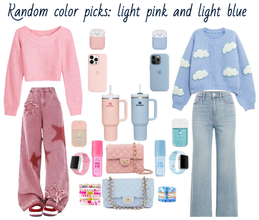 light pink and light blue fits