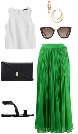 Green maxi skirt