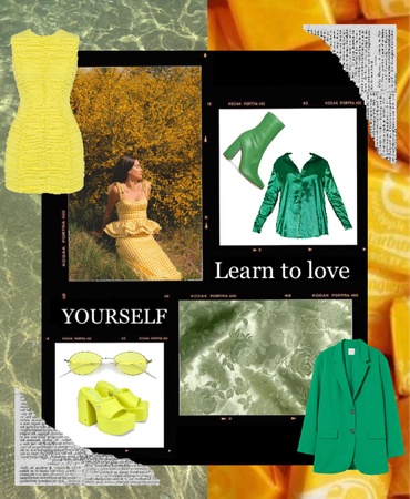 green + yellow outfit