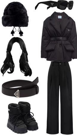 black prada winter outfit 🖤☁️