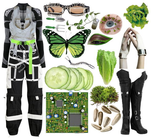 solarpunk tech gardener green black
