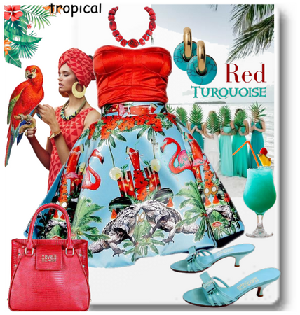 Tropical turquoise/red