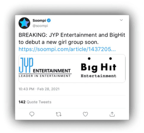 Jyp and Bighit’s new girl group announcement