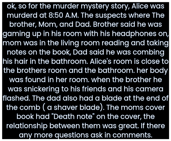 Pt.2 for the murder mystery! The whole story!