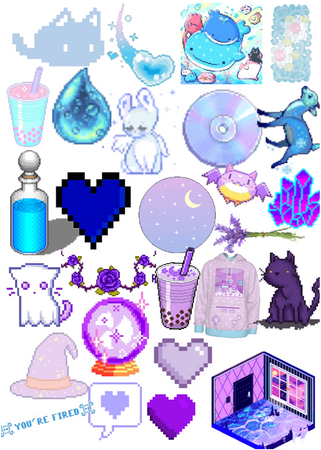 Pixel blue and purple