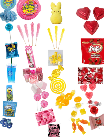 blue pink yellow red candy