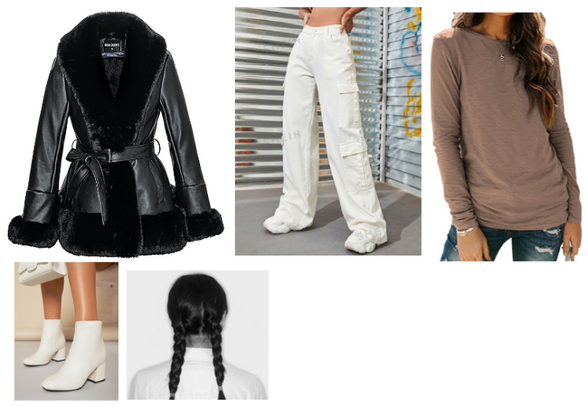 Faux Fur Coat, Slip Skirt, and Platform Sneakers