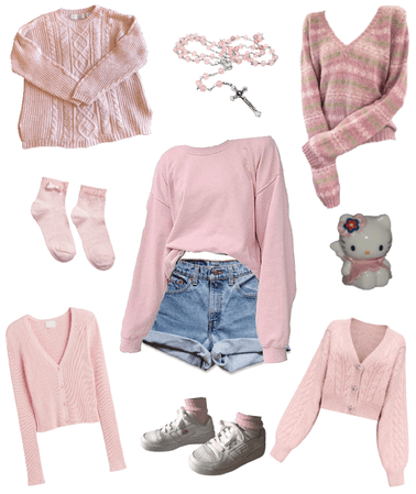 pink sweaters and shorts