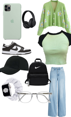 green simple outfit