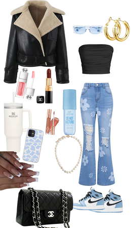 blue and black night out outfit