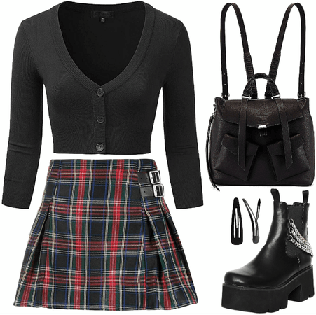 Plaid skirt outfit