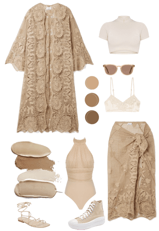 Tan/Nude/Off-White bathing suit cover up