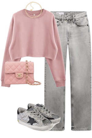 pink & Grey zara and golden goose outfit