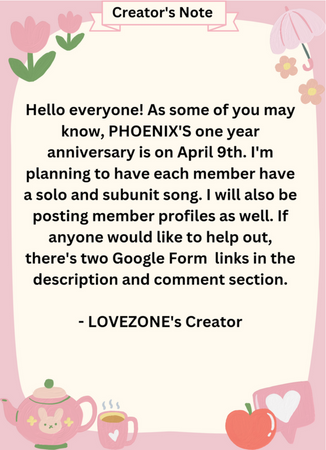 Creator's Note | PHOENIX's Festa