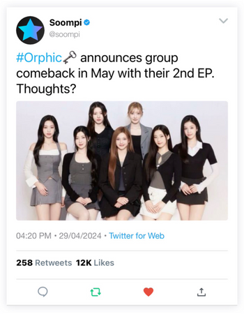 ORPHIC (오르픽) Soompi Twitter Post