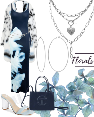 navy and baby blue florals