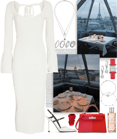 An elegant outfit for a date in a fancy restaurant in Paris