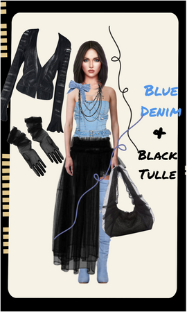 Blue Denim\Black Tulle
