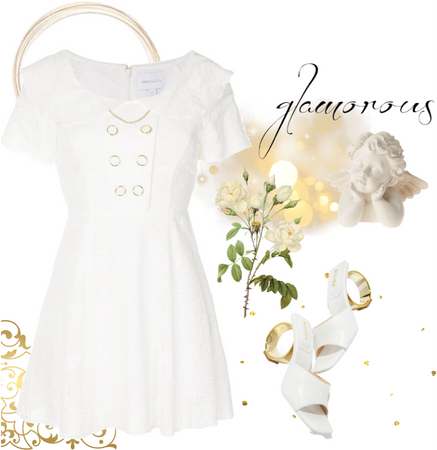 white and gold glamorous outfit