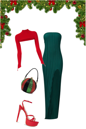 Res and Green  christmas outfit