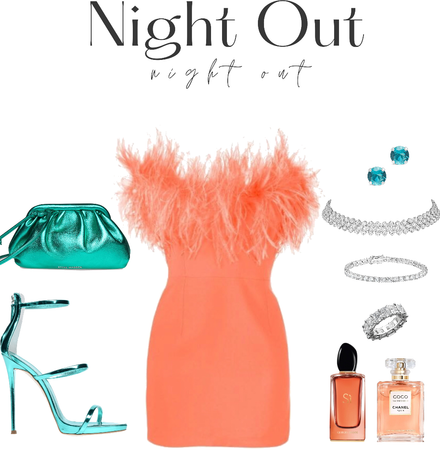NIGHT OUT! CORAL AND TEAL OUTFIT