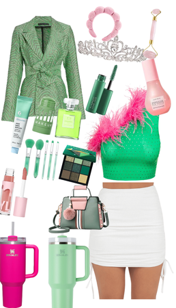 pink and green party outfit
