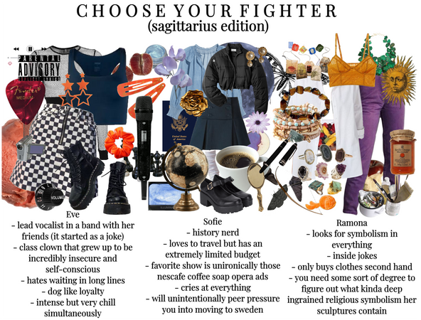 CHOOSE YOUR FIGHTER (sagittarius edition)