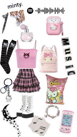 A cute/emo, hello kitty styled fit x