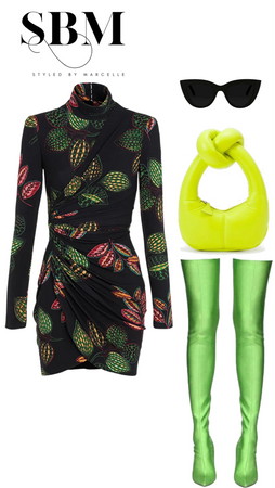 Green Outfit Turtleneck dress