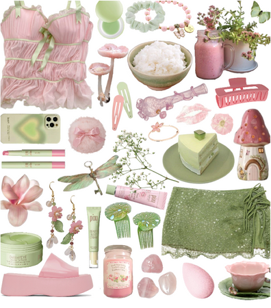 Pink + green fairycore🧝🏻‍♀️