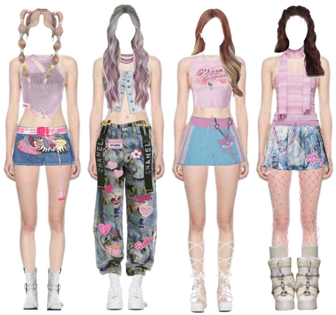 kpop 4 member gidle queencard inspired outfit