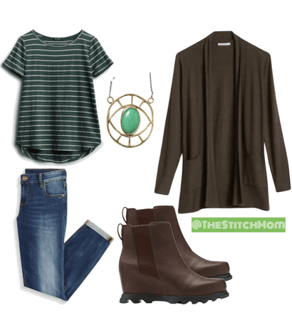 cozy cropped jeans casual work outfit boots