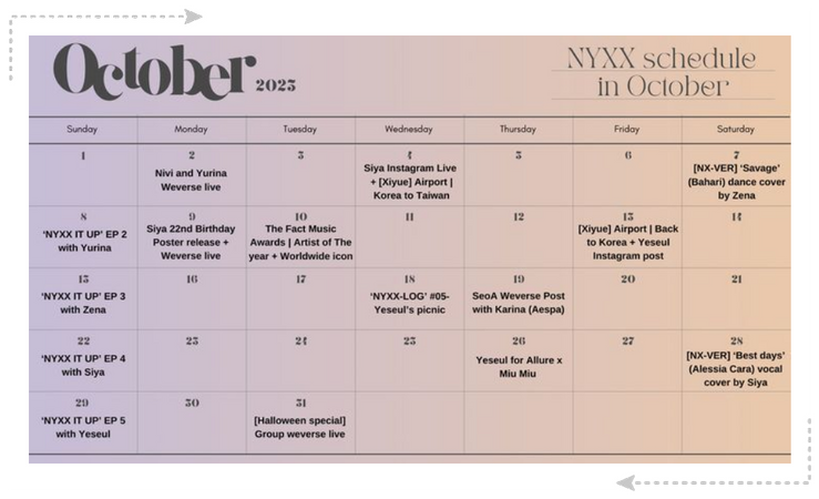 NYXX (닉스) October Schedule