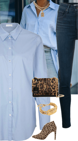 leopard jeans with blue