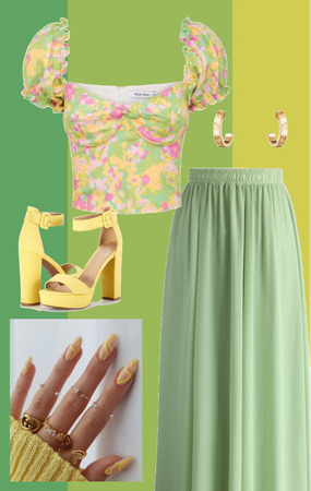 pastel yellow and green fit