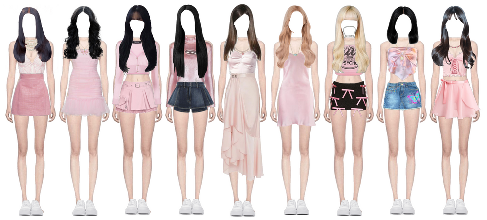 k-pop 9 member stage outfit