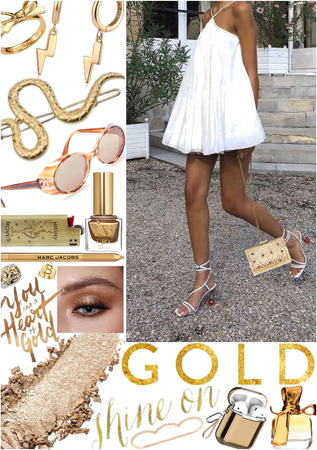 white outfit with a touch of gold xox