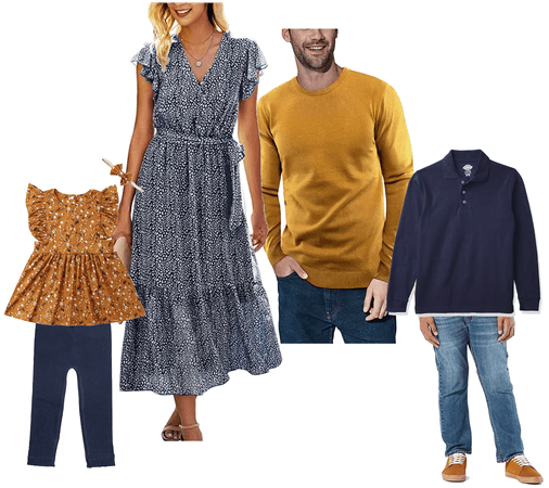 Fall Family Mustard & Navy Outfit