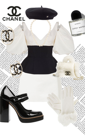 Chanel black and white outfit