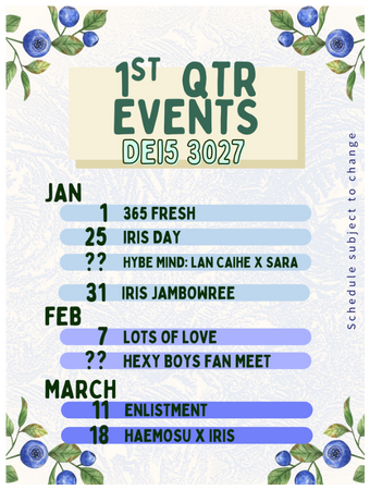 Dei5 3027 1st Quarter Events - Schedule