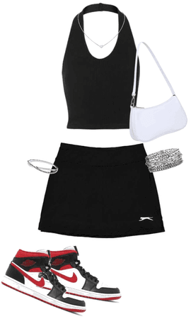 Black, White and Red Summer Look
