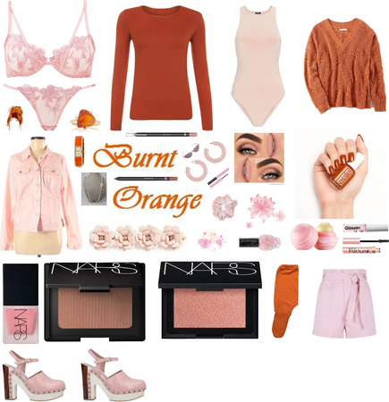 Burnt Orange and Pale Pink Outfit
