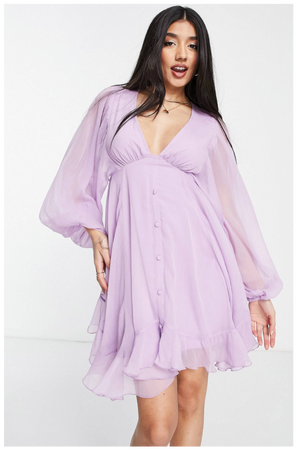 Lilac Chiffon FLare Dress