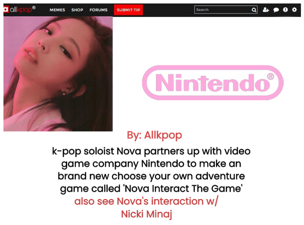 Nova headline #3: Nintendo X Nova collab