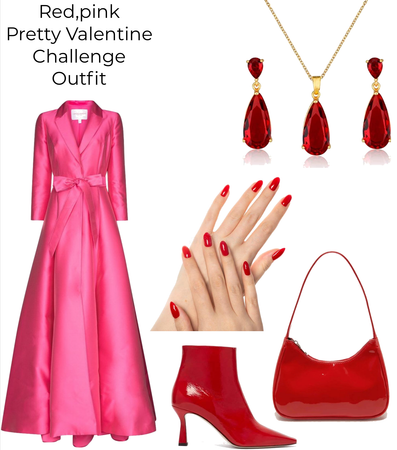 Pink red valentines outfit look idea by g.o. 2023