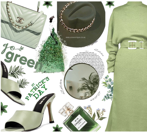 Linen-blend Midi Dress - Green/floral - Ladies