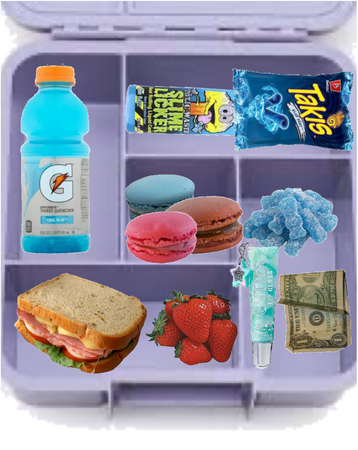 blue theme lunch box with a surprise